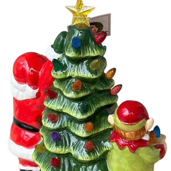 Mr. Christmas 10” Santa & elf Nostalgic Ceramic led lighted Tree NWT - Picture 6 of 14